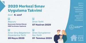 2020 Merkezî Sınav Uygulama Takvimi